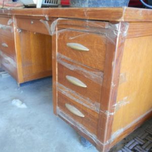 Antique Solid Oak Panel Secretarial Desk