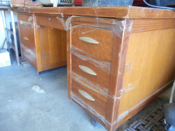 Antique-Solid-Oak-Panel-Secretarial-Desk