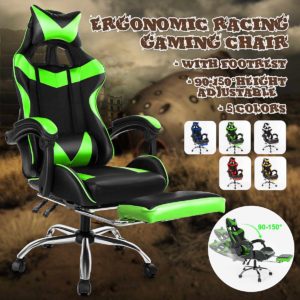 Ergonomic High Back Racing Gaming Chairs PU Leather Office Chair Adjustable Rotating Lift Chair Laptop Desk Chair with Footrest