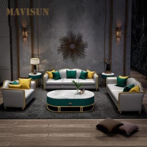 Modern Luxury Leather Sofa Chaise Sets Golden Metal For Living Room One Two Three Seats Chair Home Furniture