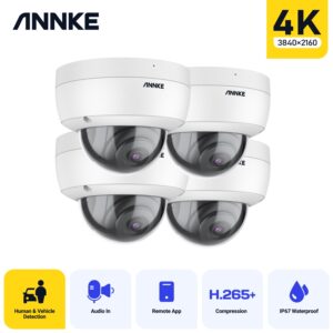 ANNKE 4K IP Camera Waterpoof PoE Camera Outdoor Indoor Security Camera 8MP Audio Recording Surveillance Camera