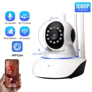 360 Camera 1080P Surveillance Camera With Wifi IR Night Vision Motion Detection Two Way Audio Home  Smart Video Camera